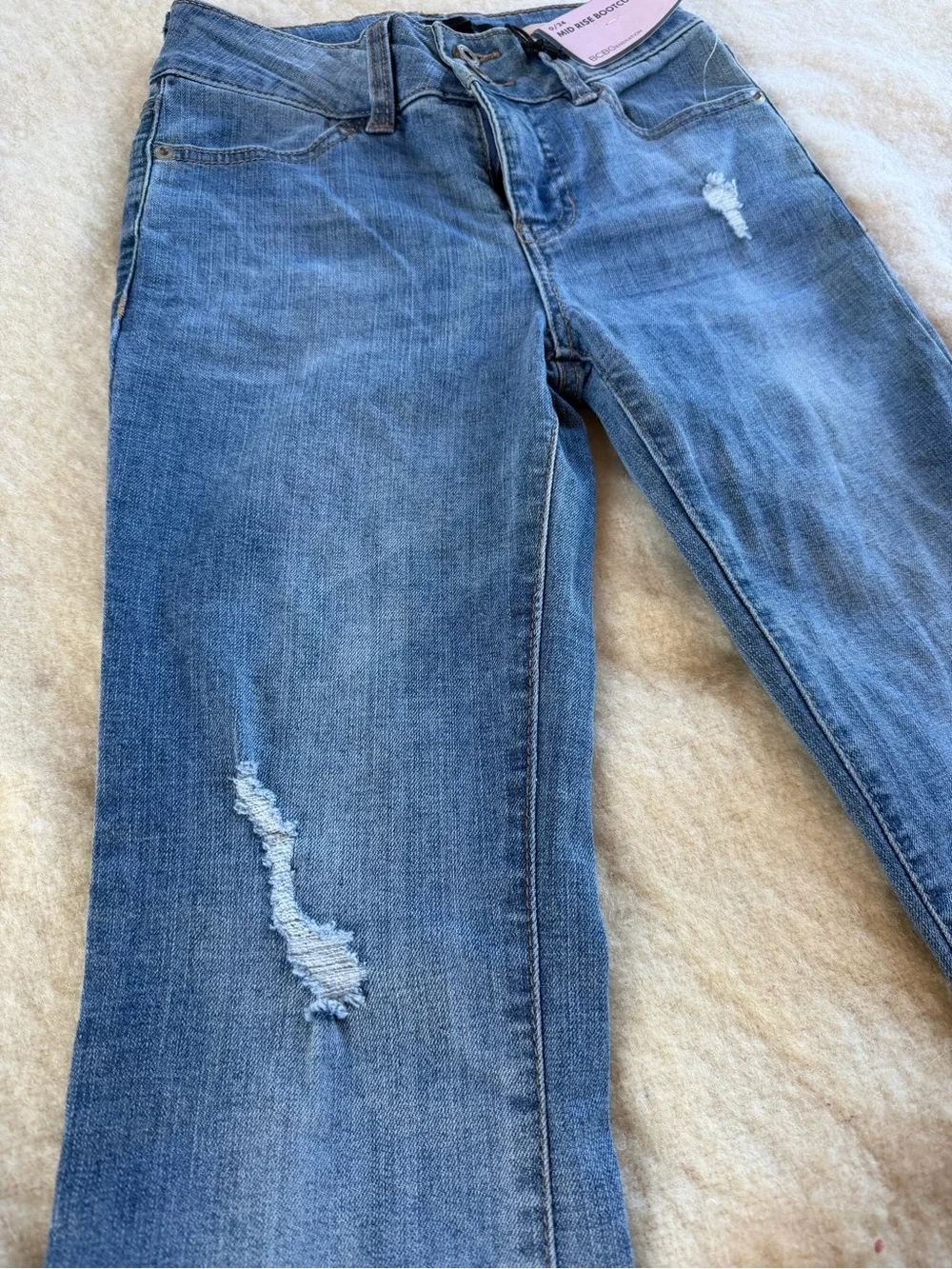 BCBGeneration Two-Button Mid Rise Bootcut Jeans - Denim Blue NWT